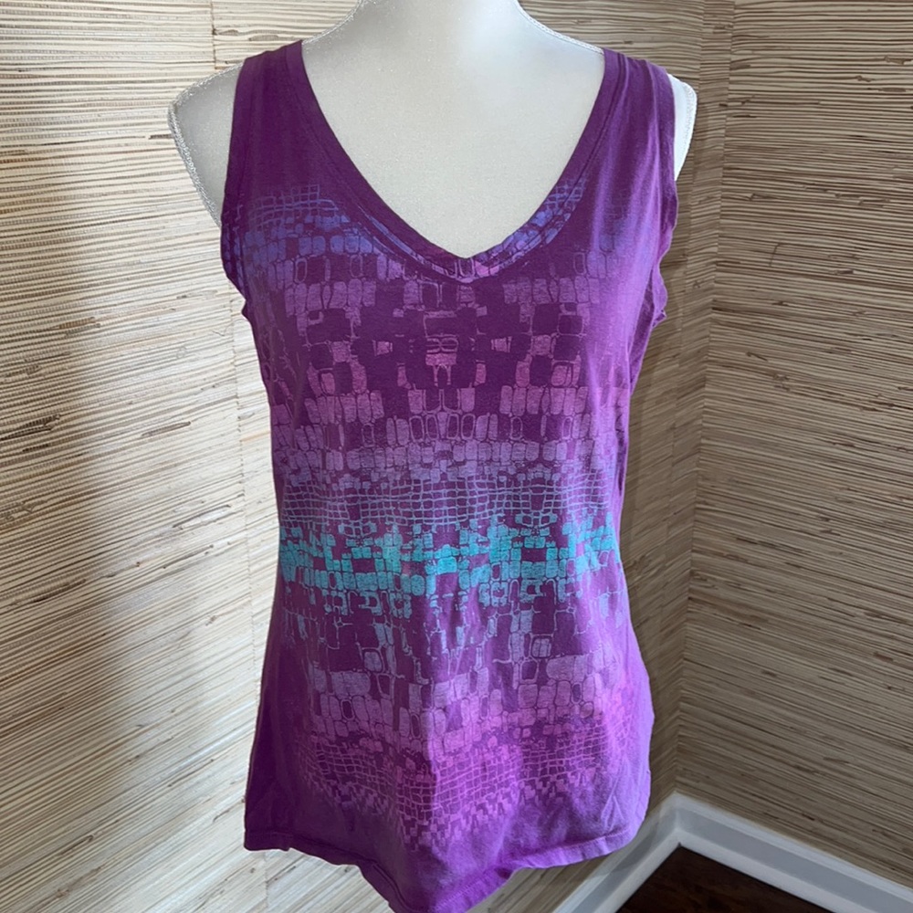Hanes large purple green blue tank top EUC!